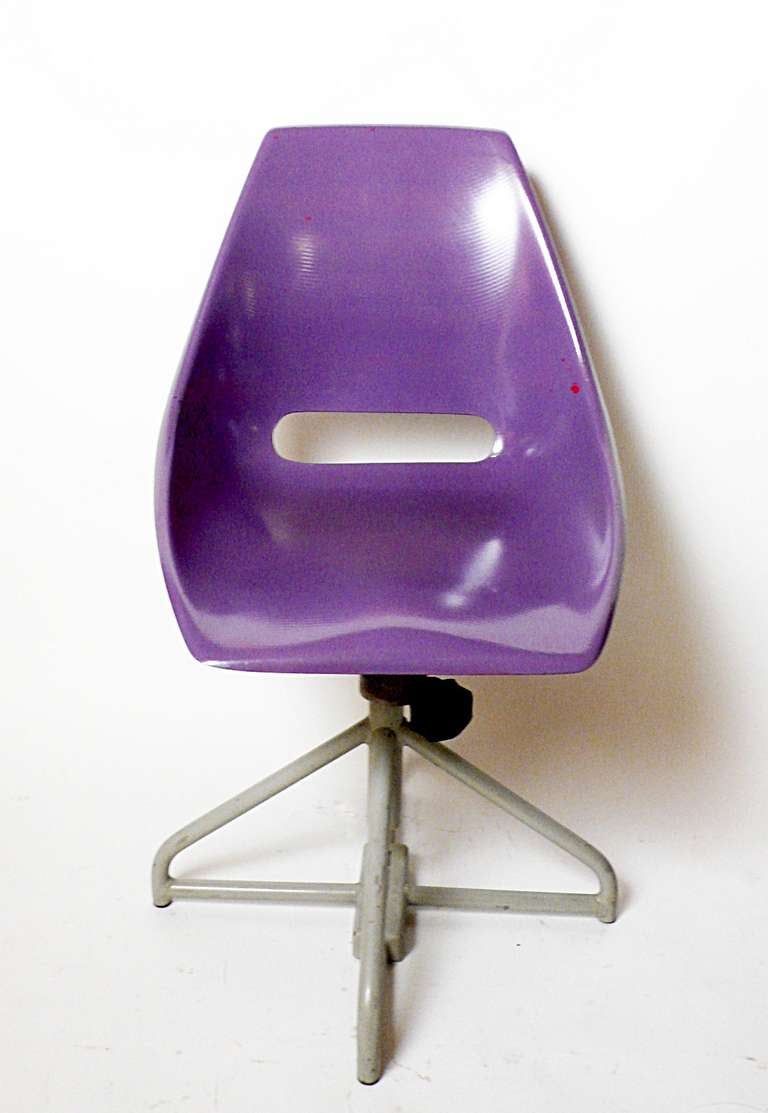Iron Italy 1950s Multicolor Adjustable Swiveling Fiberglass Chairs