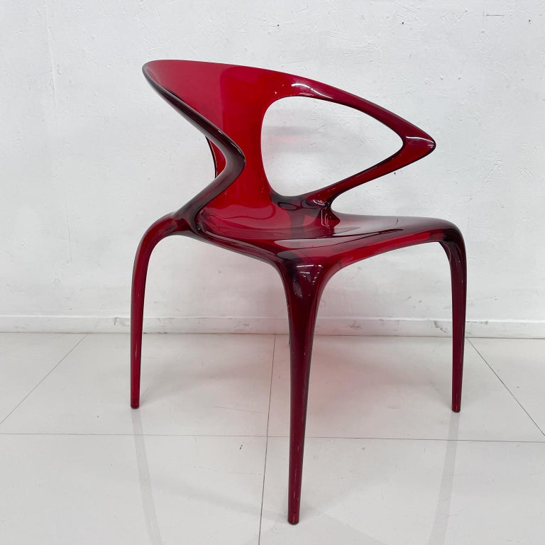 Italy AVA Bridge Lucite Arm Chairs Glossy Ruby Eco Stackable by Roche  Bobois For Sale at 1stDibs