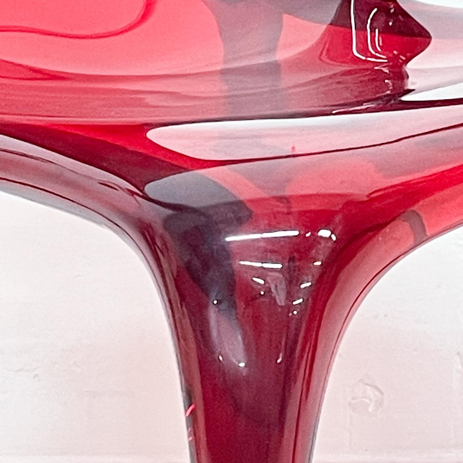 Modern Italy AVA Bridge Lucite Arm Chairs Glossy Ruby Eco Stackable by Roche Bobois For Sale