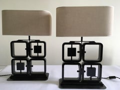 Italy Mid-Century Modern Design Black Walnut Table Lamp