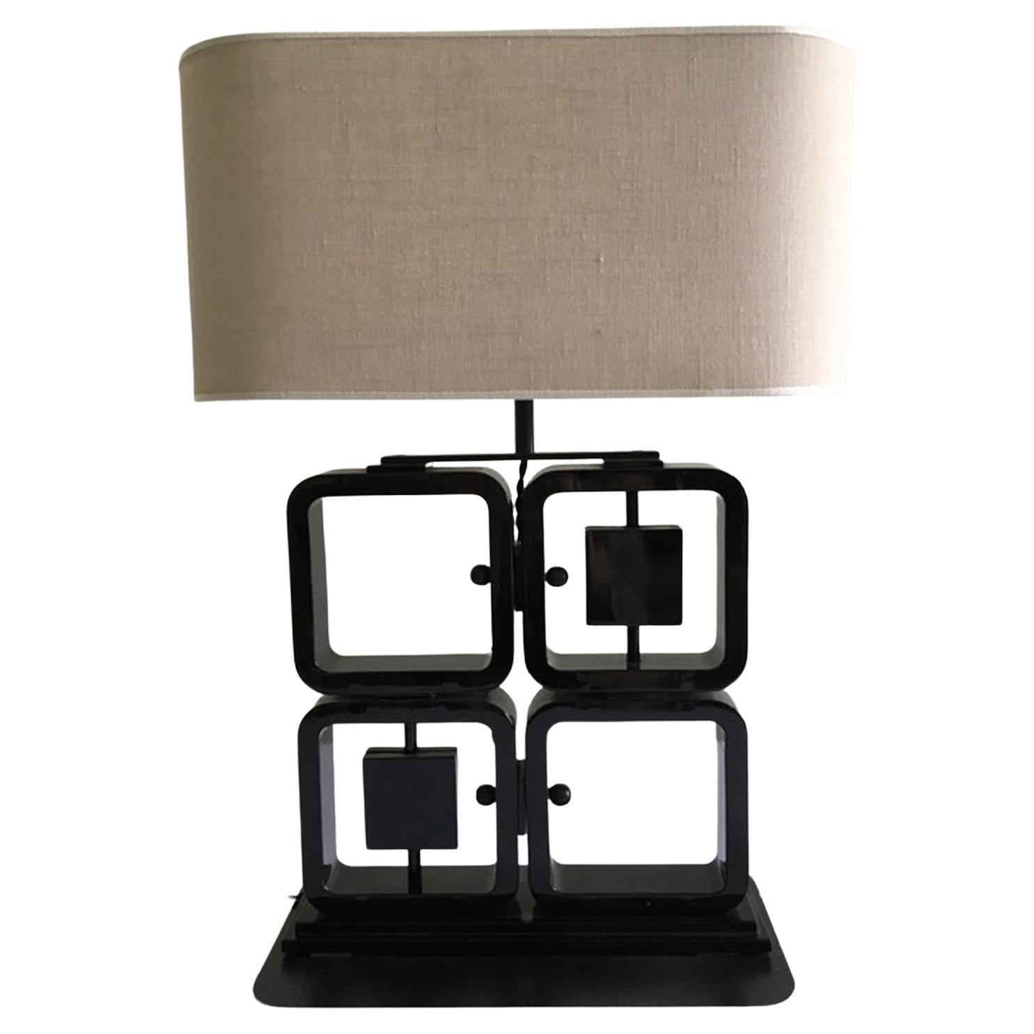Italy Post-Modern Design Black Wooden Table Lamp
