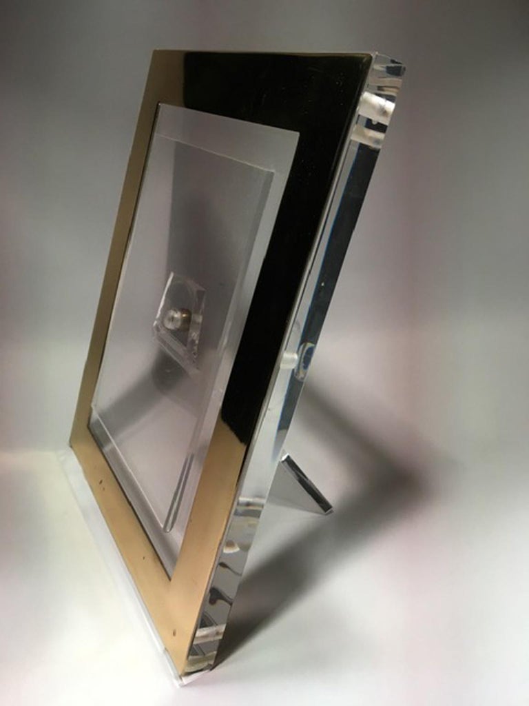 Italy Brass and Plexiglass Frame Midcentury Design Style, Contemporary