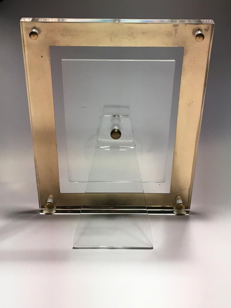 Italy Brass and Plexiglass Frame Midcentury Design Style, Contemporary