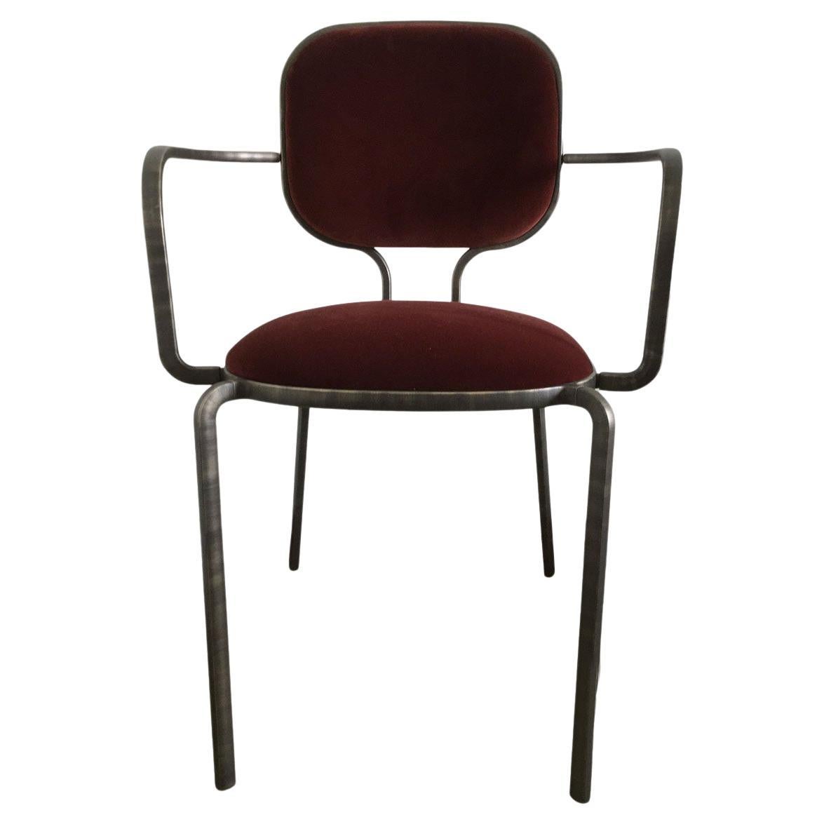Italia Sillón de metal bruñido y terciopelo by Ghidini 1961