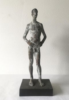 Italia Scultura uomo in bronzo fuso di Aron Demetz Titolo Ricordo