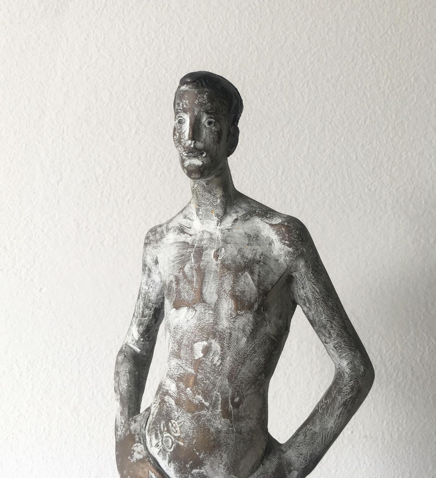Italian Italy Cast Bronze Figurine Man Sculpture by Aron Demetz Title Ricordo For Sale