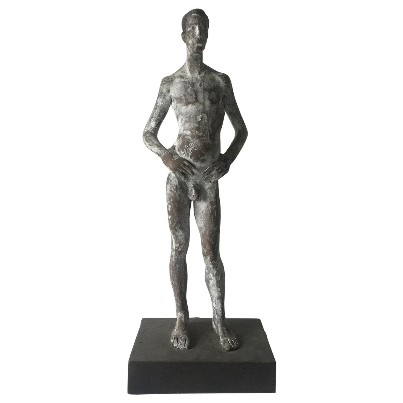 Italia Scultura uomo in bronzo fuso di Aron Demetz Titolo Ricordo