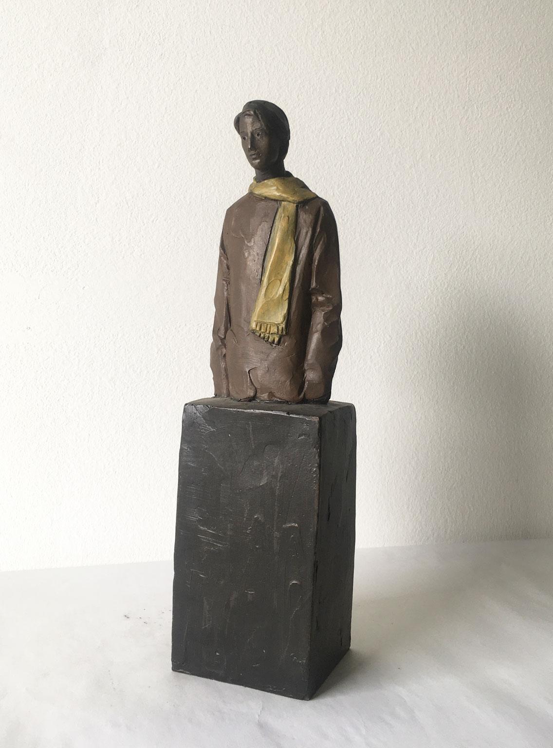 Italy Cast Bronze Man Figurine Sculpture by Aron Demetz  Il grande freddo For Sale 13