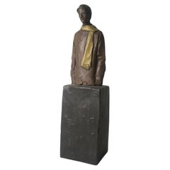Italienische Figurenskulptur eines Mannes aus Bronzeguss von Aron Demetz  Il grande freddo