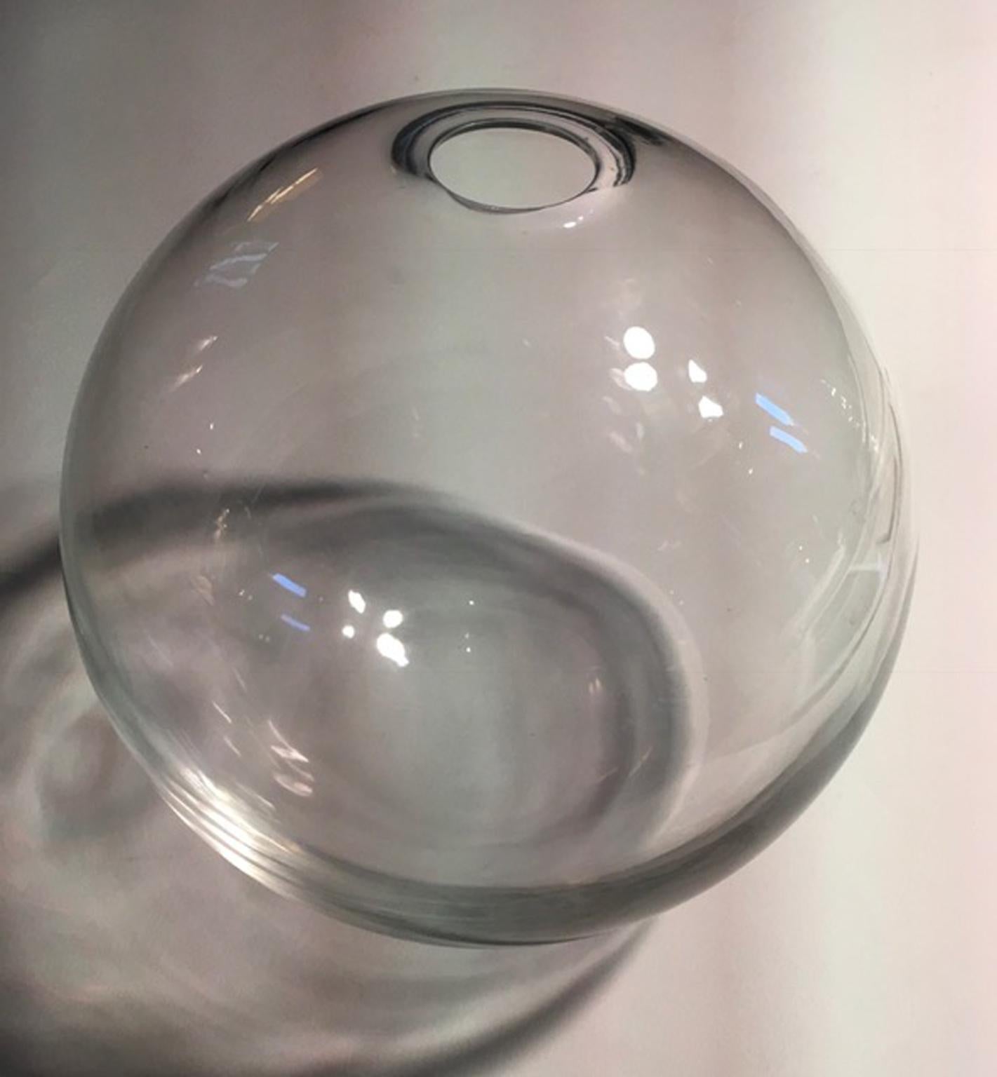 Italian Italy Clear Sphere Glass Minimalist Style Contemporary Decorative Object For Sale
