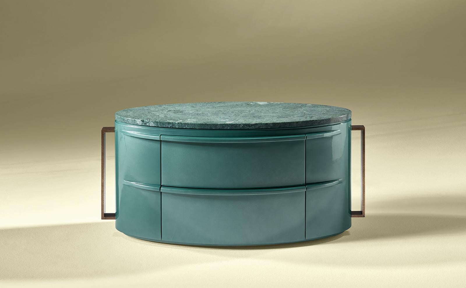 Italy Contemporary tea table in green lacquer with ubatuba granite top (Ø80 cm)

Bespoke / Customizable
Identical shapes with different sizes and finishings.
All RAL colors available. (Mate / Half Gloss / Gloss)