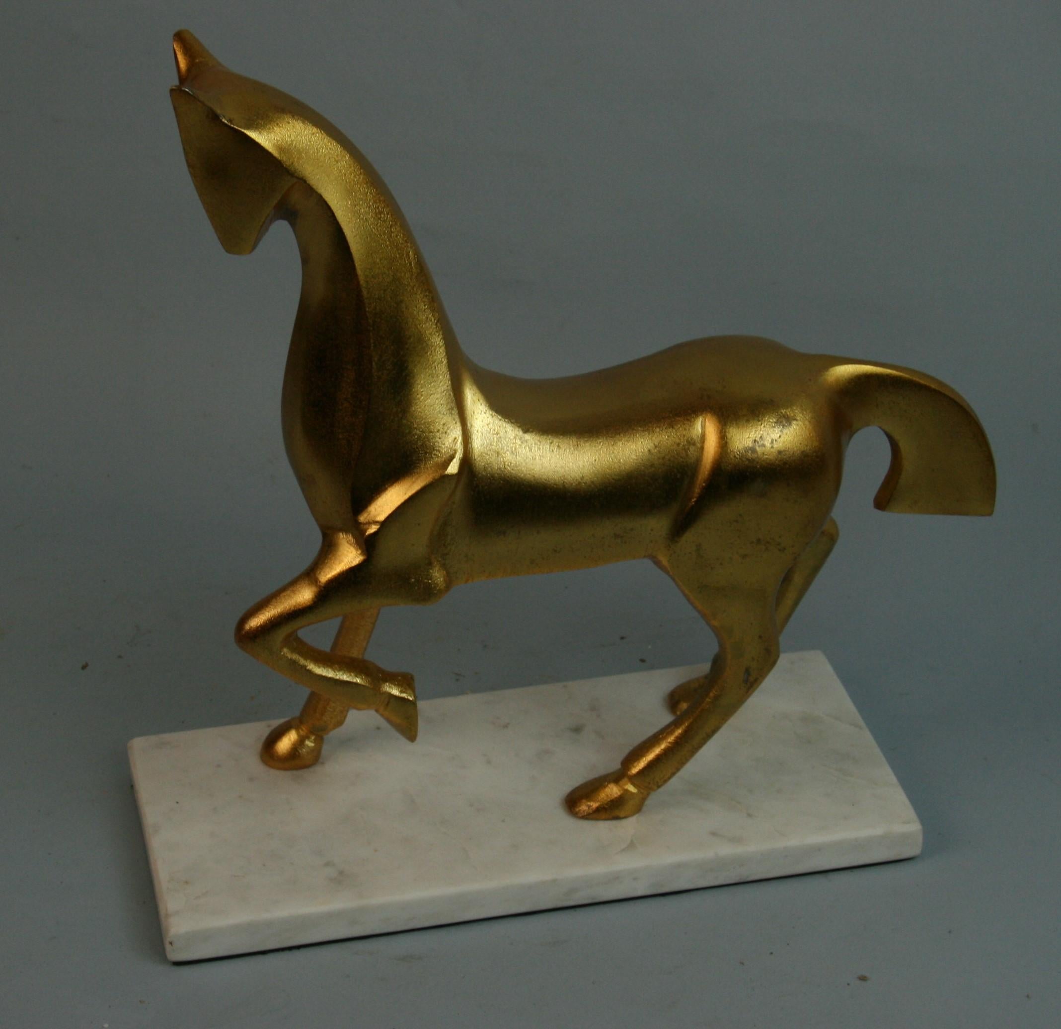 Art deco style gilt metal horse.