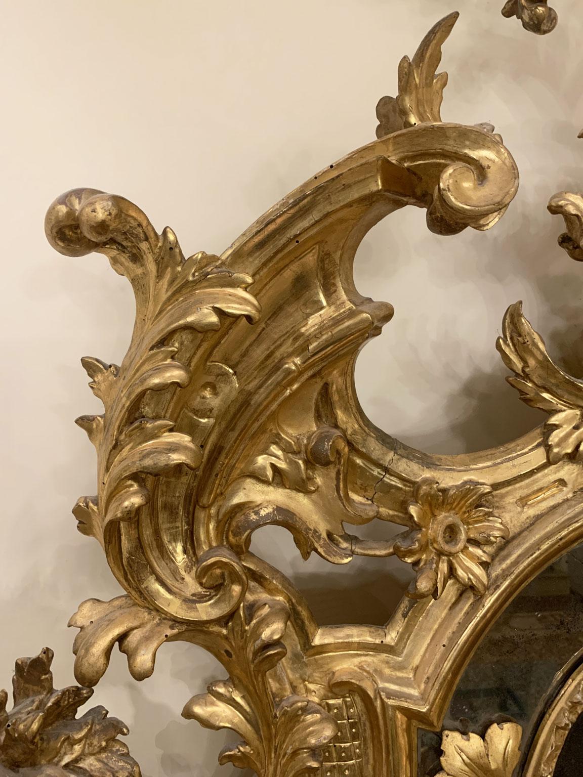 Italien Frühes 18. Jahrhundert Barocco Giltwood und geschnitzter Kaminspiegel im Angebot 10
