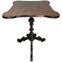 Italy Early 19th Century Table with Solid Ebonized Walnut Foot Inlaid Walnut Top