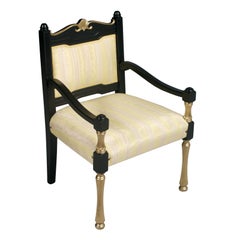 Italy Early 20th C  Chairs Armchairs Lacquered and Gilt Wood, Velvet
