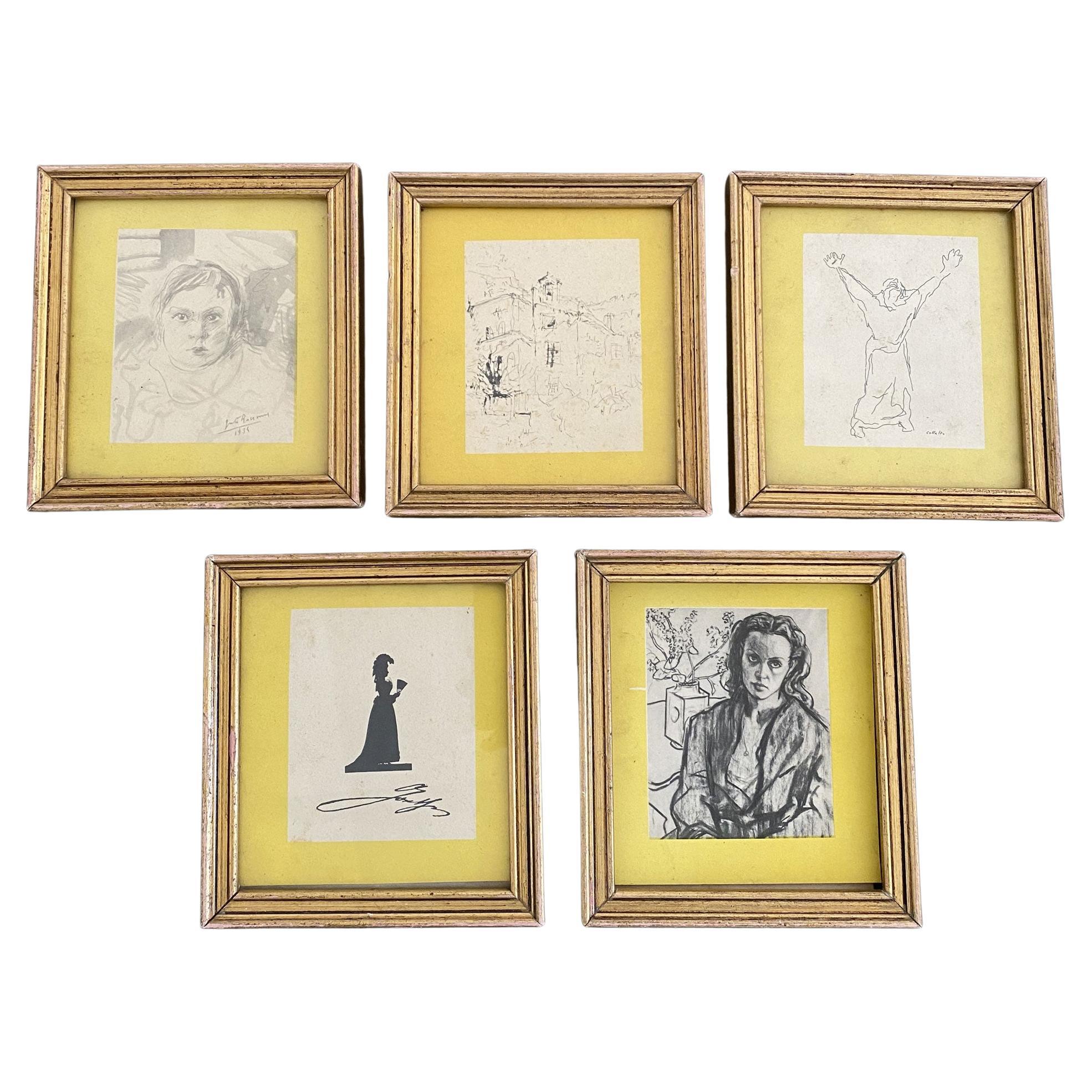 Black and White Expressionist Drawings, Late 20th Century, Italy For Sale