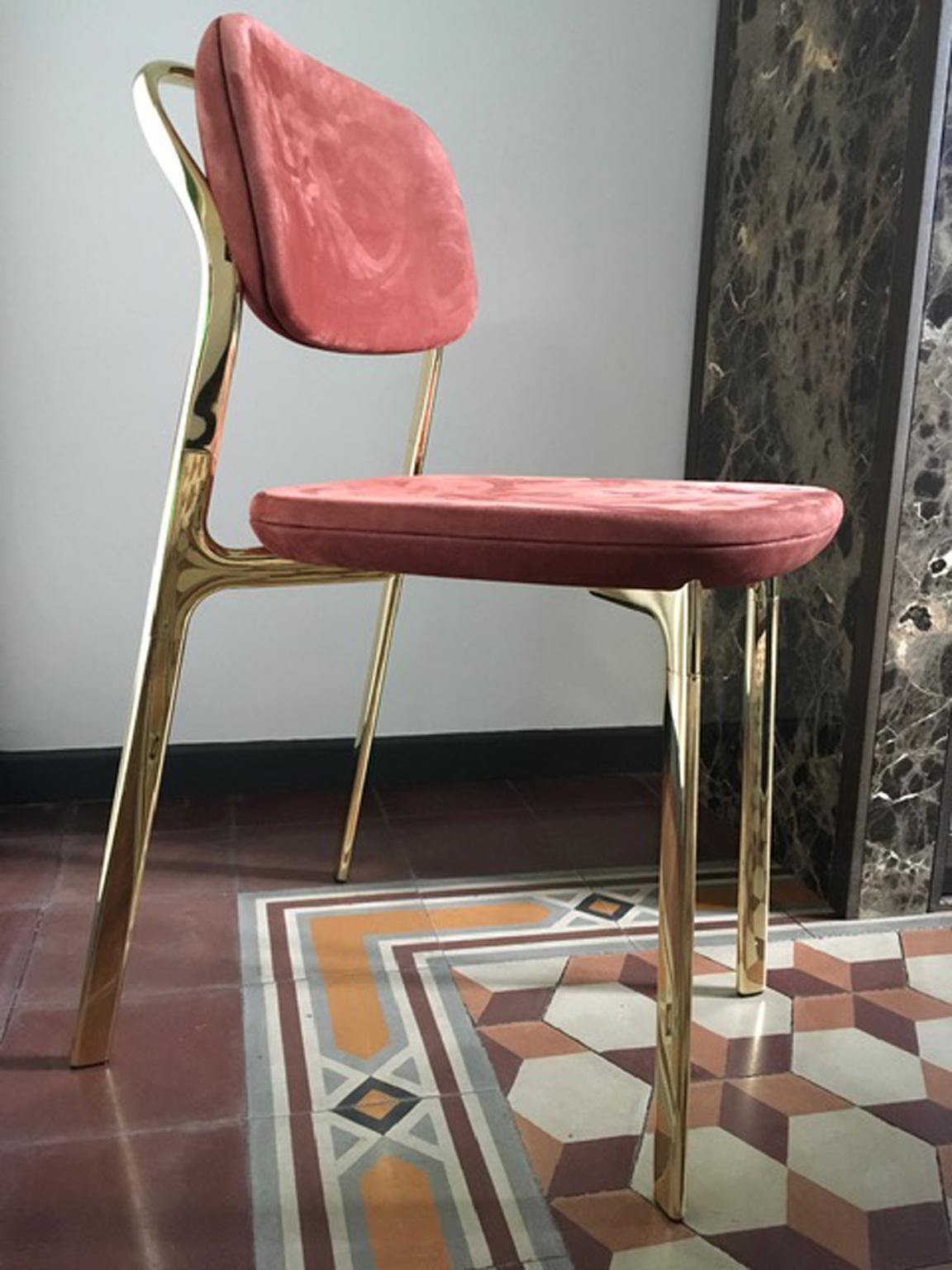 Italy Ghidini 1961 Brass Dining Chair Contemporary Design For Sale 1