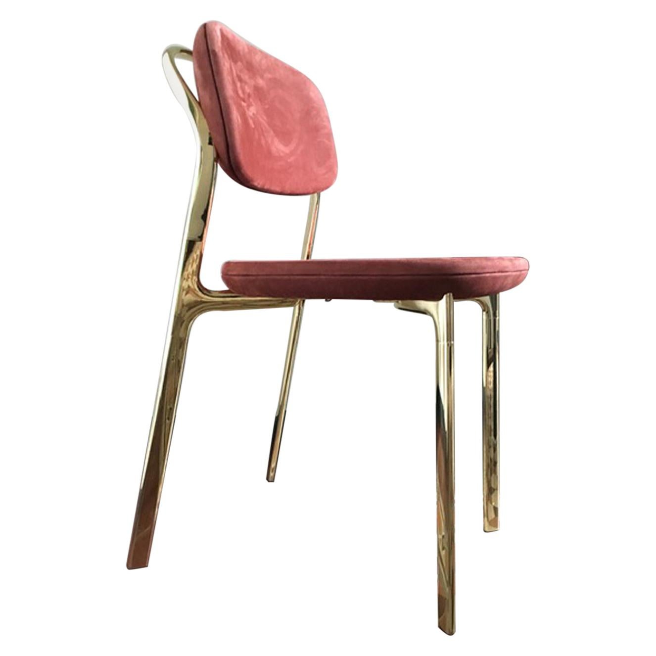 Italie Ghidini 1961 Chaise de salle à manger en laiton Design Contemporary