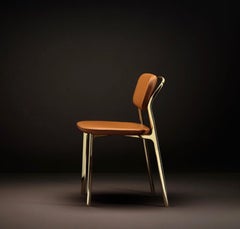 Italia Ghidini 1961 Coppia di sedie da pranzo in ottone Design contemporaneo