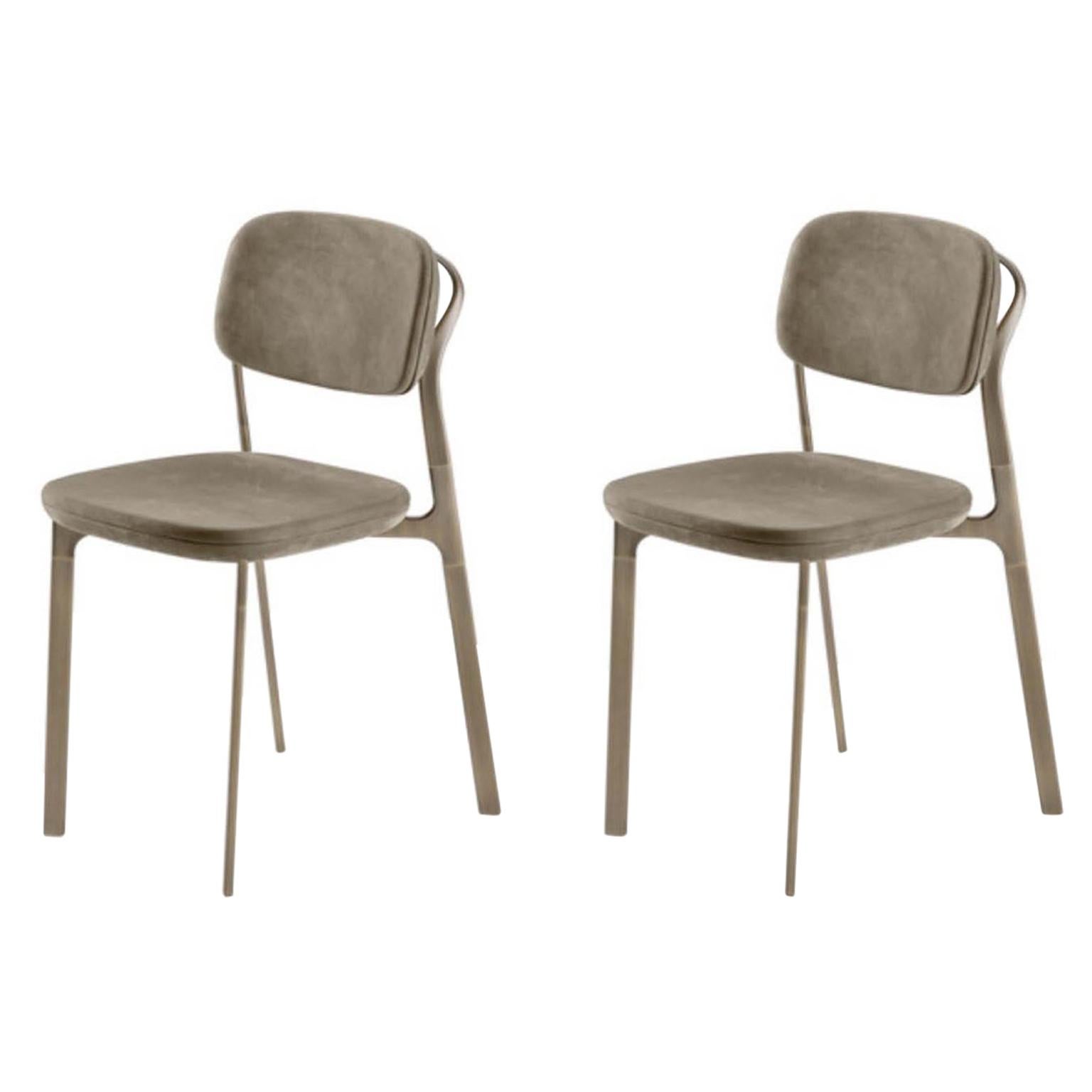 Italy Ghidini 1961 Pair Brass Dining Chairs Contemporary Design For Sale