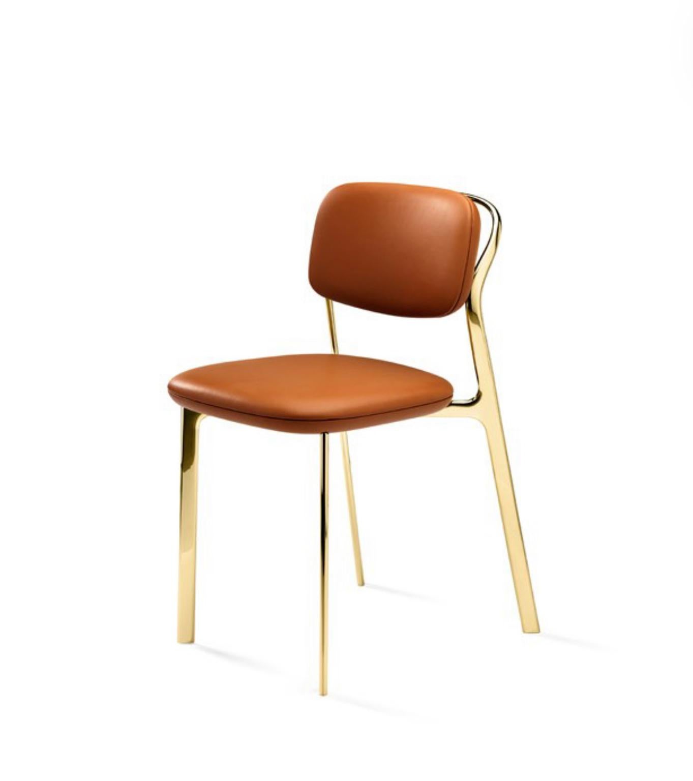Italian Italy Ghidini 1961 Set 6 Brass Dining Chairs Contemporary Design