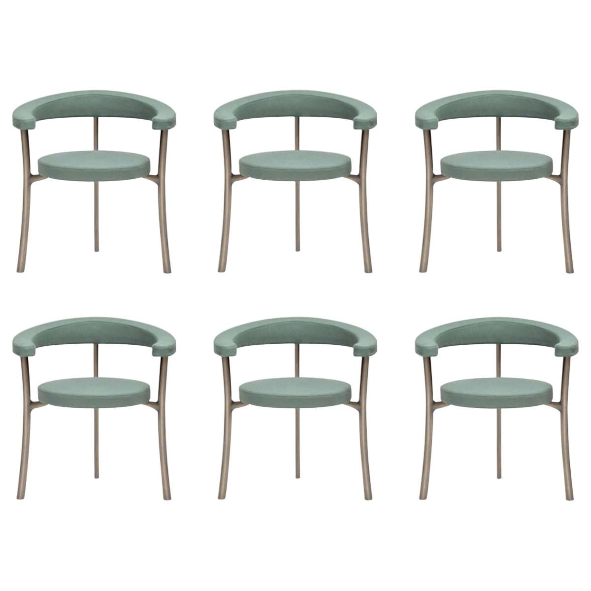 Italien, Ghidini 1961, Set 6 Sessel aus brüniertem Messing, zeitgenössisches Design im Angebot