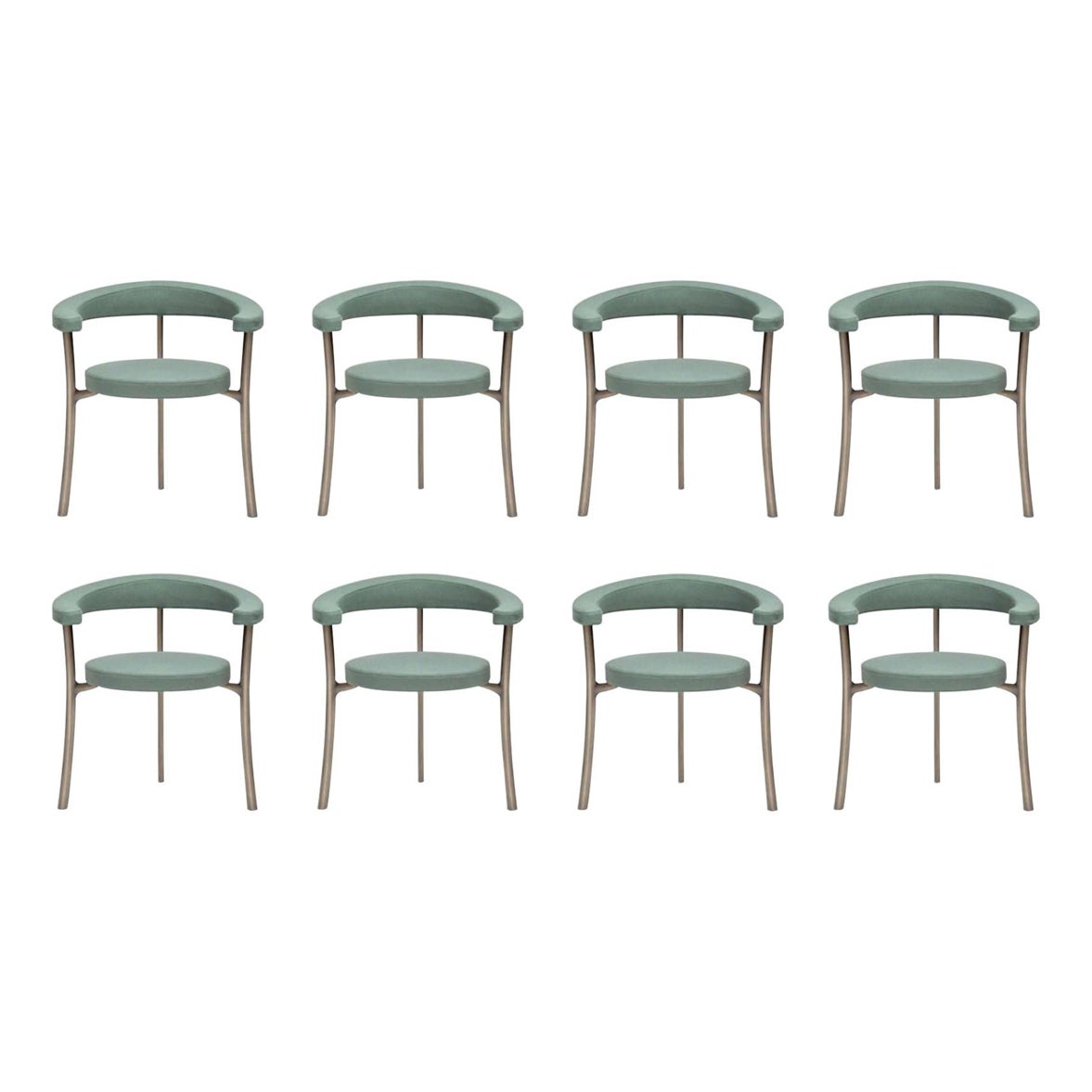 Italy Ghidini 1961 Set 8 Burnished Brass Armchairs Contemporary Design