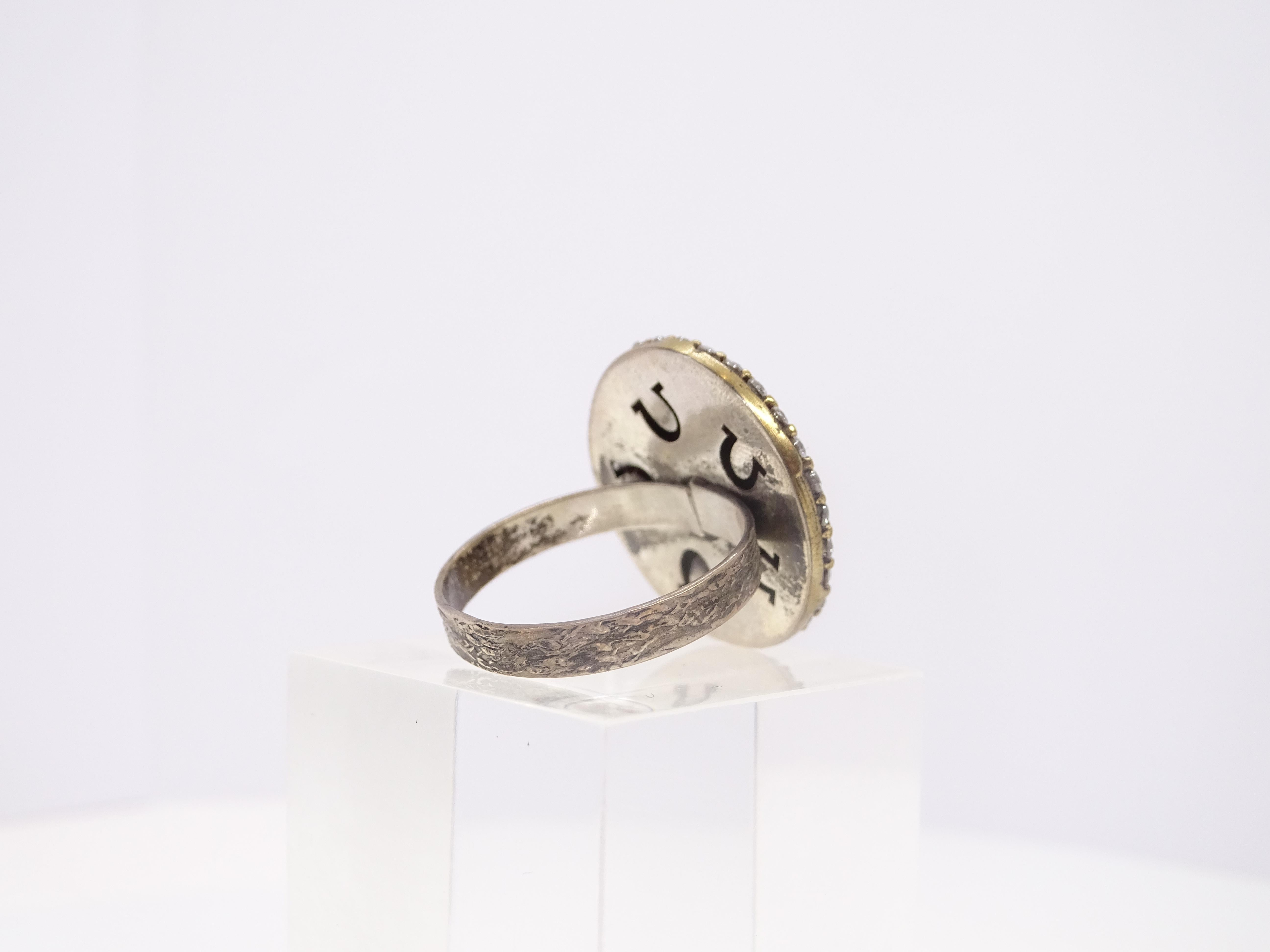 Italy Horseshoe rosette ring, vintage style, sterling silver zircon rubelita For Sale 6