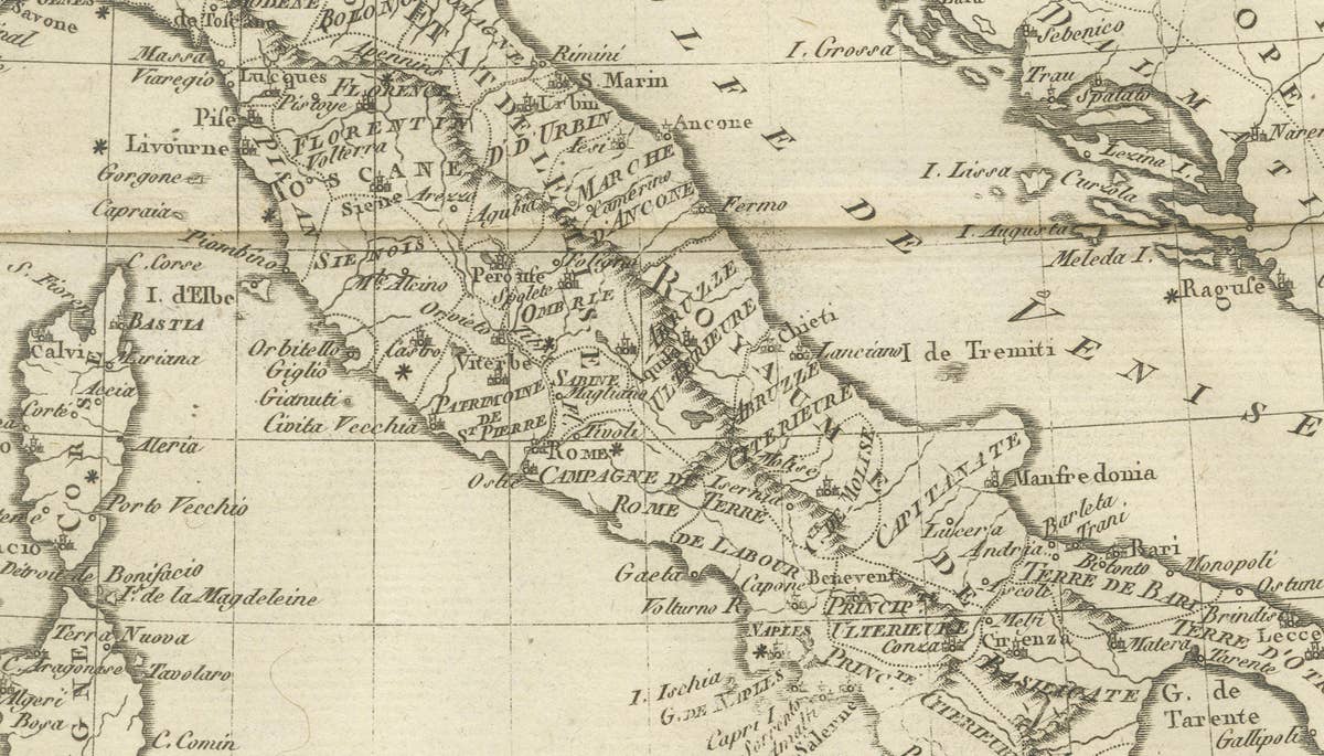 Italy in the Age of Antiquity – Rigobert Bonne French Map c.1780