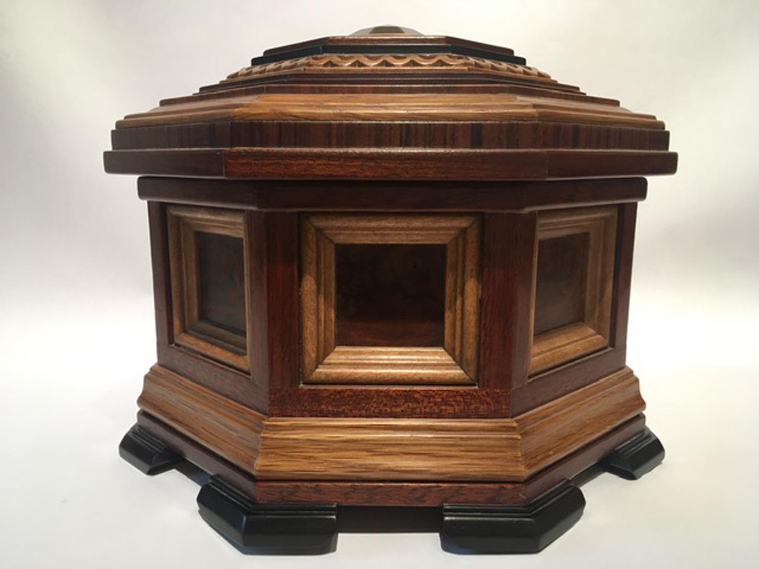 This is a unique piece, handmade in Italy, Tuscany with elegant and refined kind of wood. 
It possible to admire the precision of hand work.
Inside are available two compartments, in two different depth, that allow to lodge every kind of jewel or