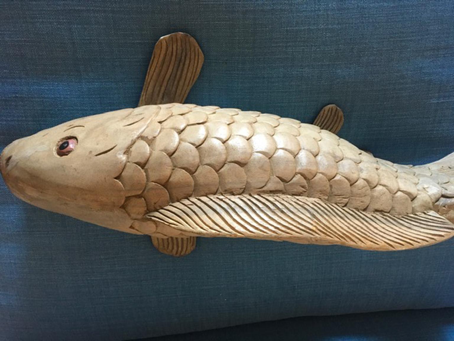 Italy Late 20th Century Artisan Wooden Fish Sculpture 5