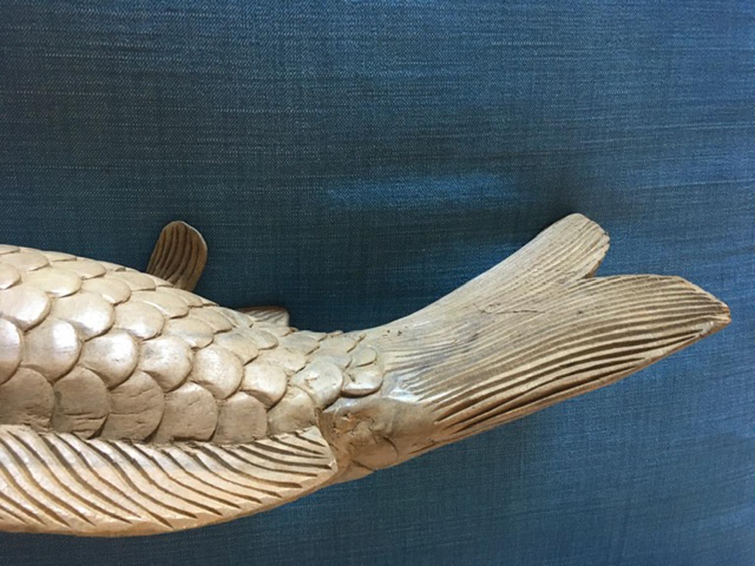 Italy Late 20th Century Artisan Wooden Fish Sculpture 6
