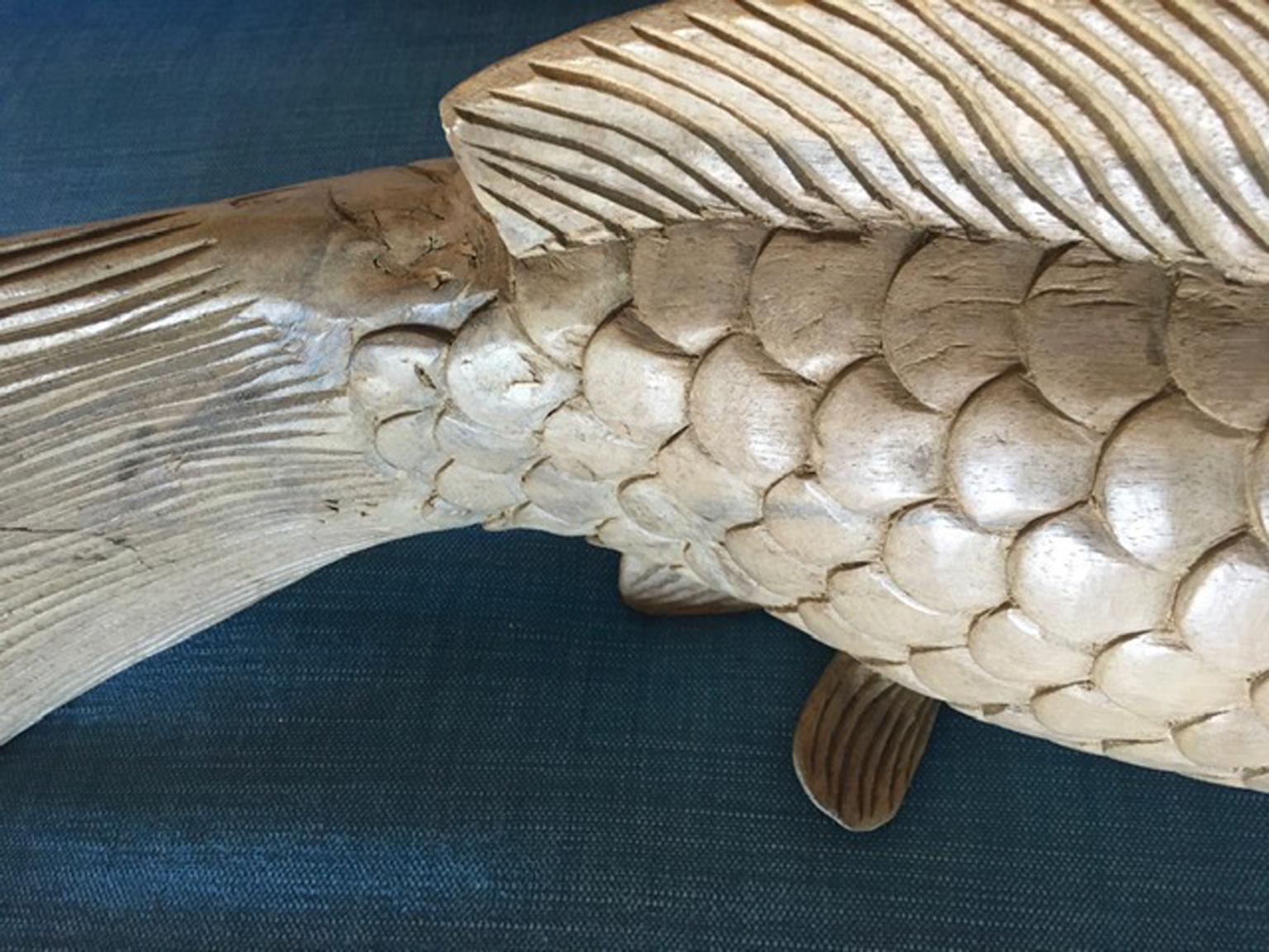 Italy Late 20th Century Artisan Wooden Fish Sculpture 8