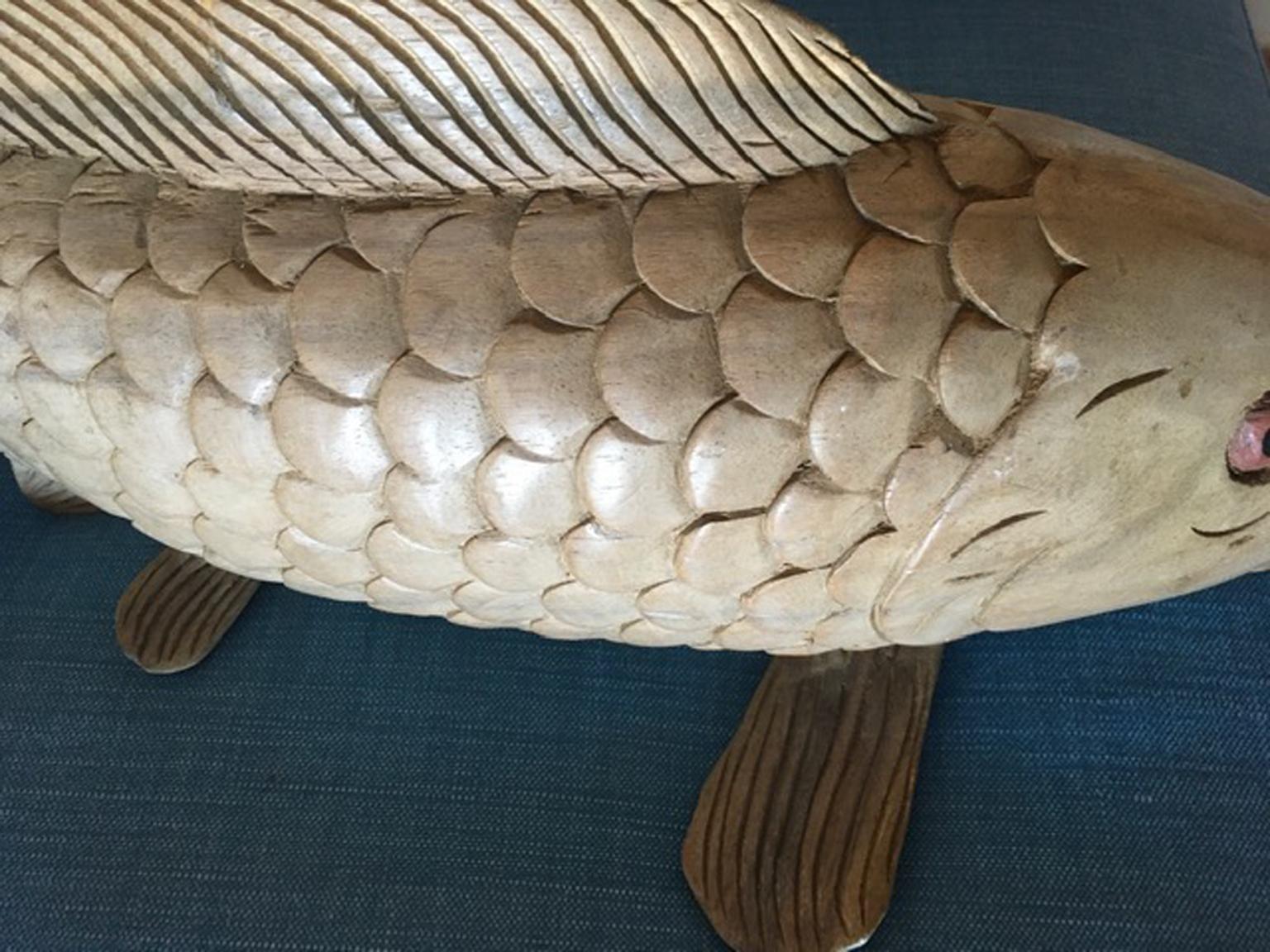 Italy Late 20th Century Artisan Wooden Fish Sculpture 10