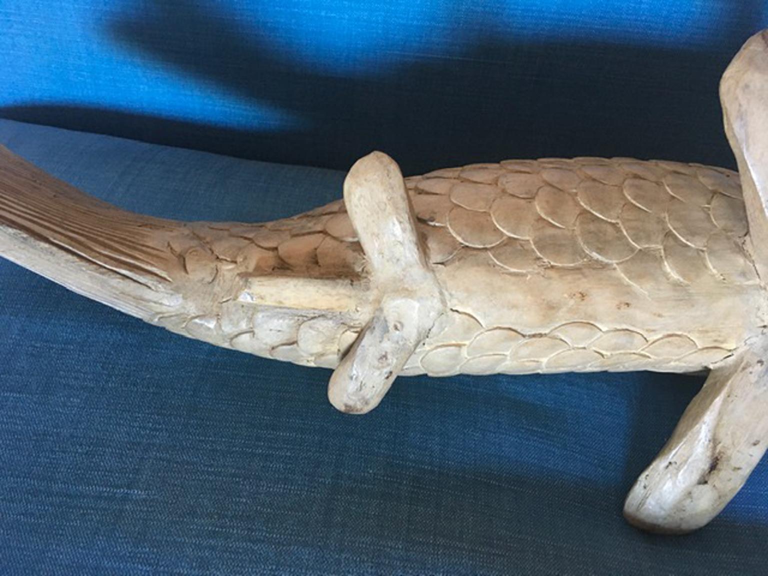 Italy Late 20th Century Artisan Wooden Fish Sculpture 13