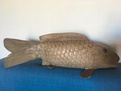 Italy Late 20th Century Artisan Wooden Fish Sculpture