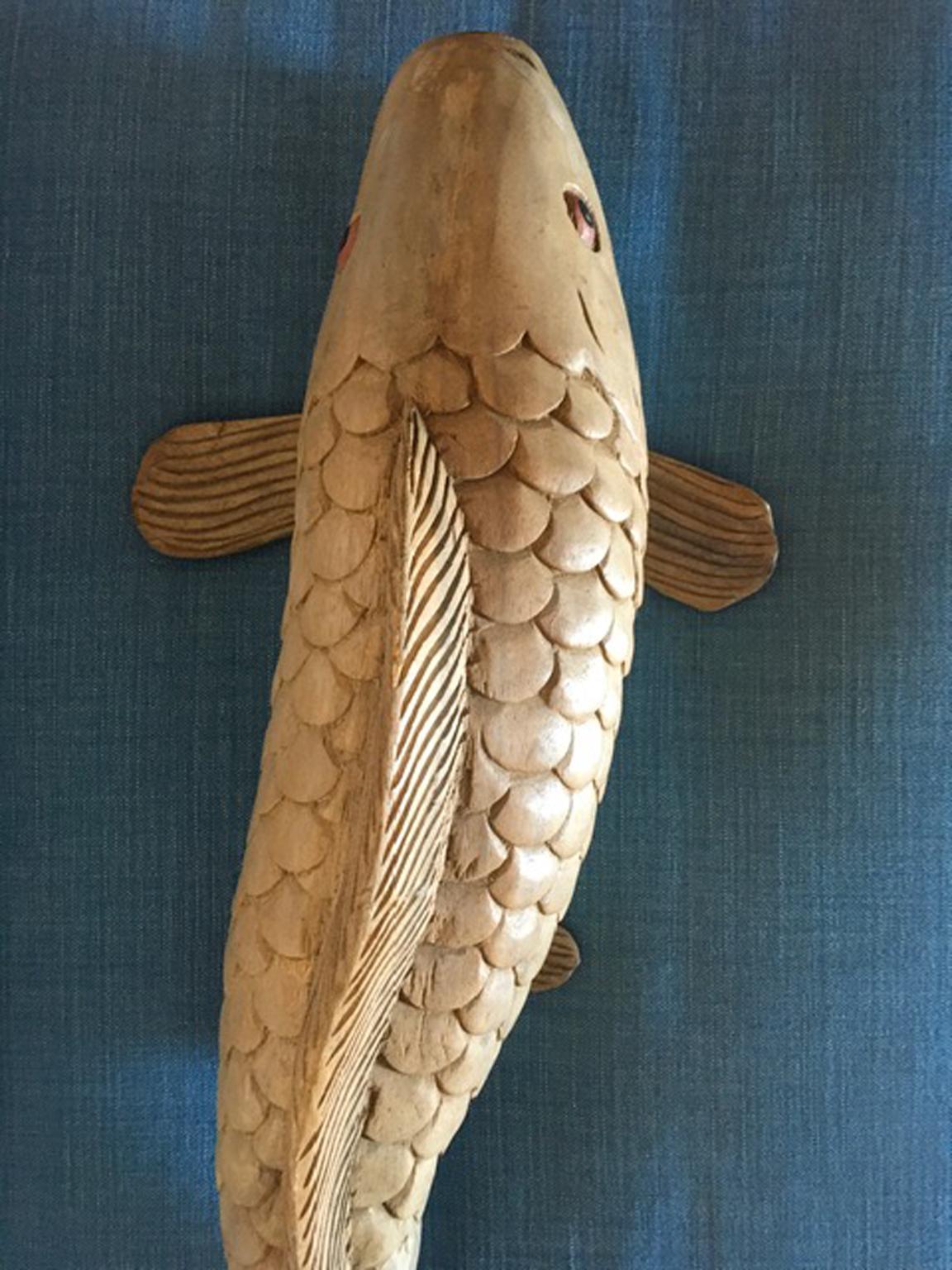 Italy Late 20th Century Artisan Wooden Fish Sculpture In Good Condition In Brescia, IT