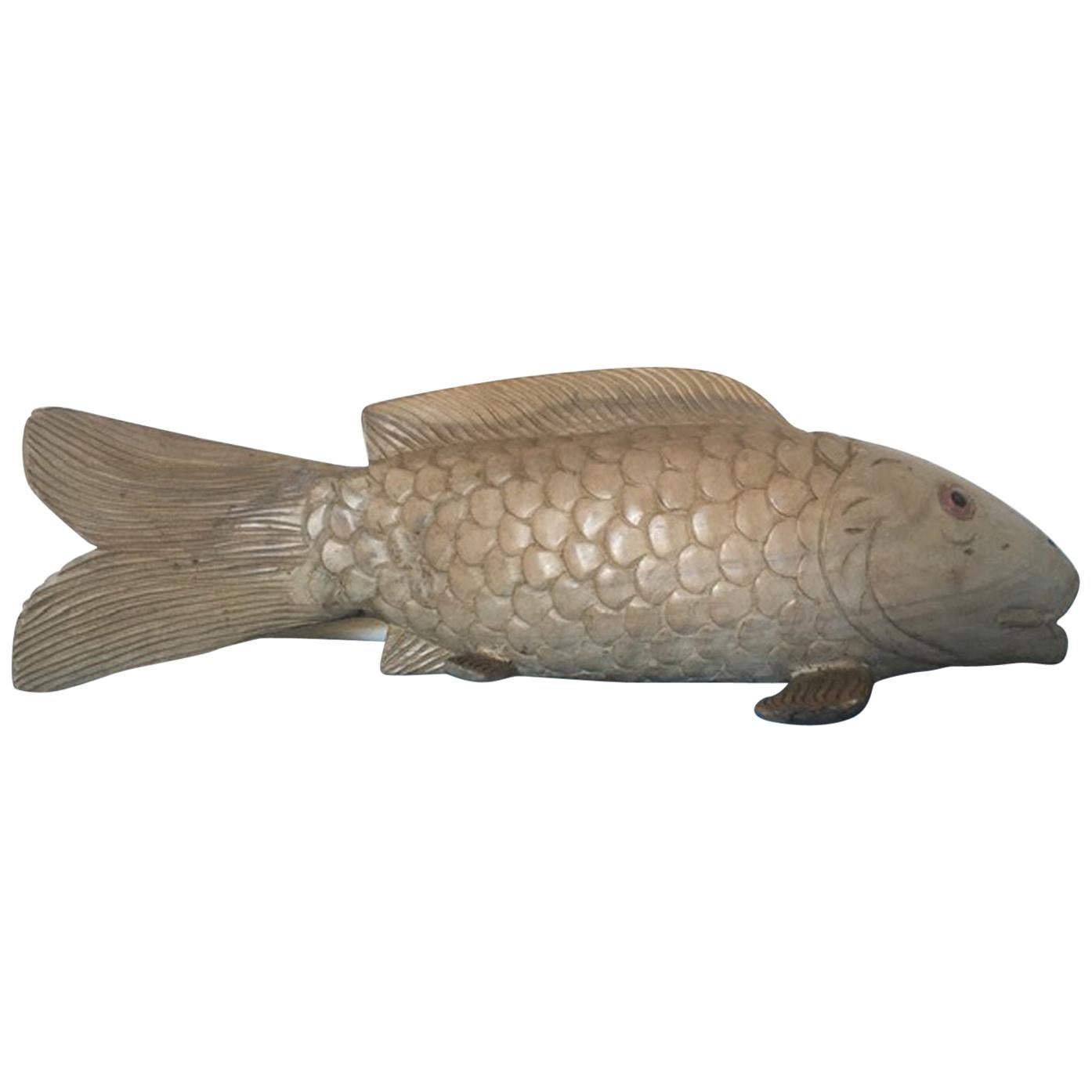Italy Late 20th Century Artisan Wooden Fish Sculpture
