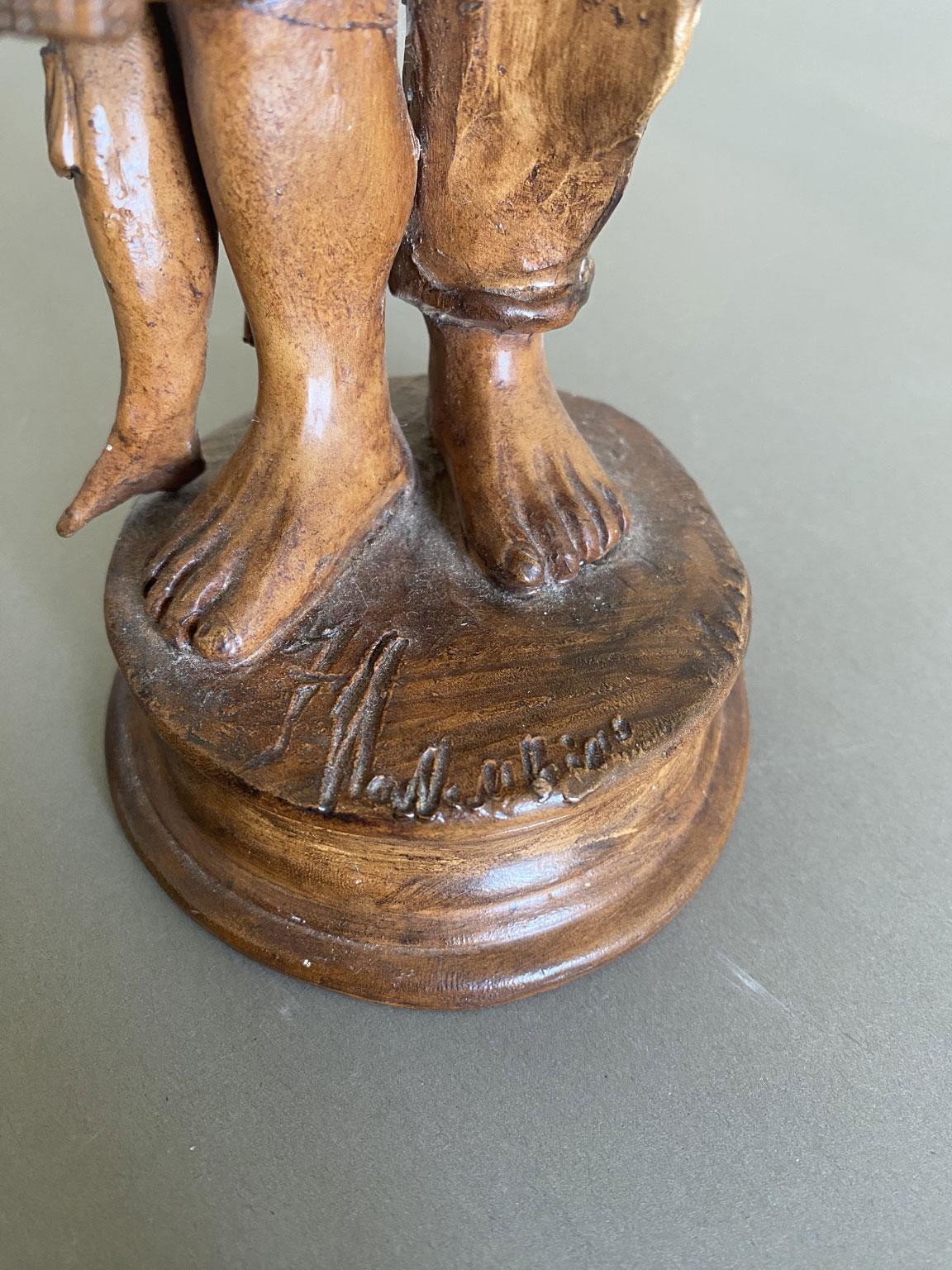 Italy Late 20th Century Carved Wooden Fisherman Sculpture For Sale 13