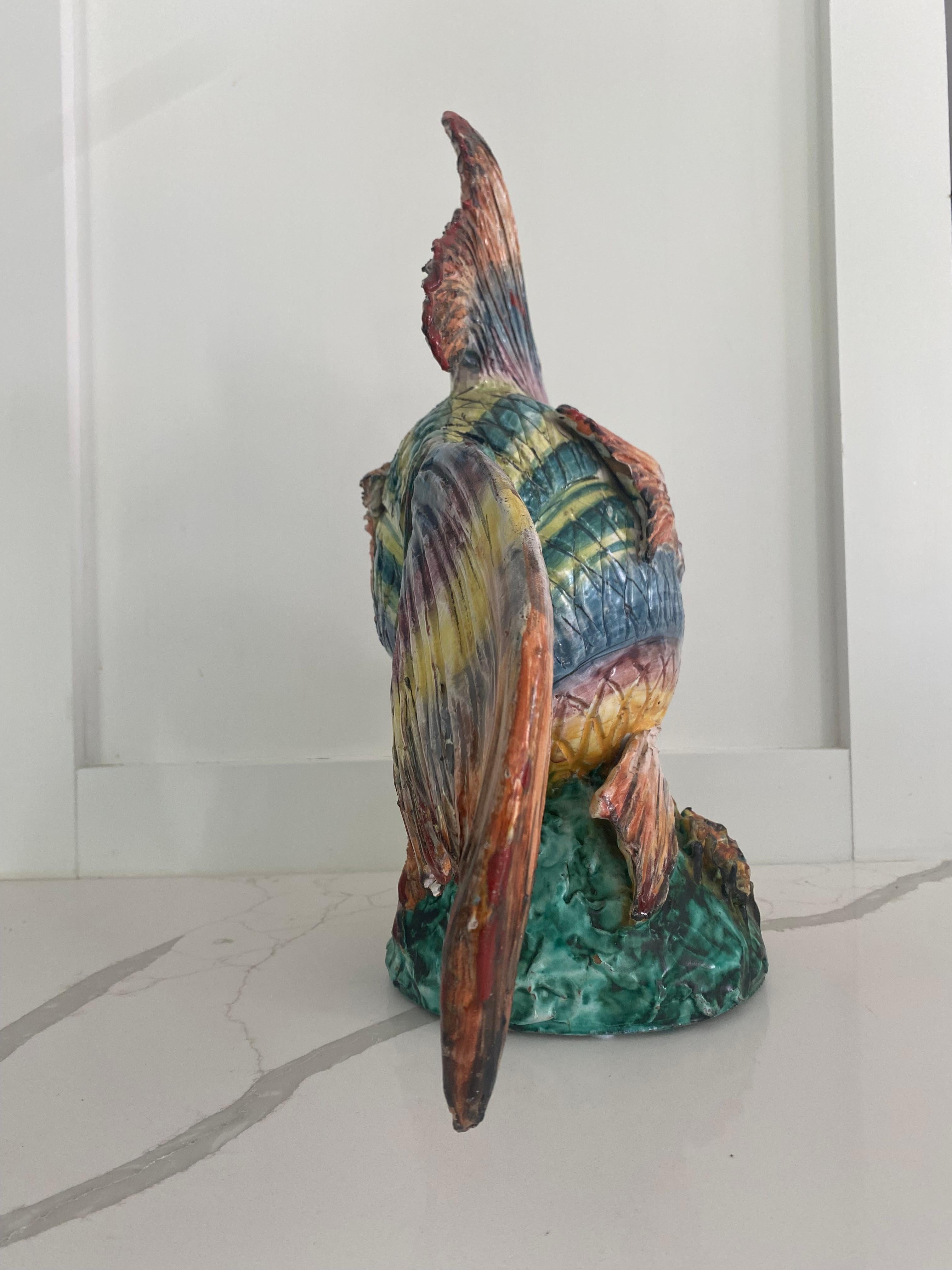 Hand-Crafted Italy Majolica sculpted fish attributed to Eugenio Pattarino mid century Gambino For Sale