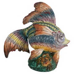 Italy Majolica sculpted fish attributed to Eugenio Pattarino mid century Gambino