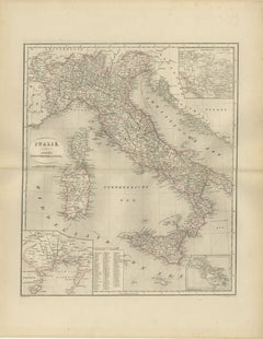 Italy Map with Sardinia, Sicily and Rome Inset – Nieuwe Hand-Atlas, 1876