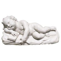 Italy Mid-18th Century Doccia Factory White Porcelain Sleeping Child Sculpture