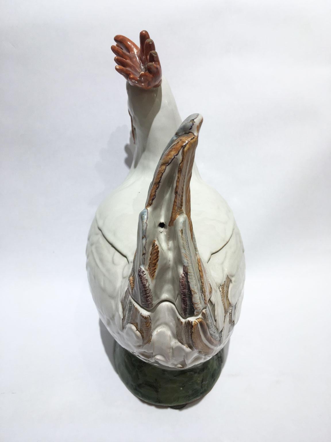 Ciotola in maiolica a forma di gallo della metà del 18° secolo in vendita 9