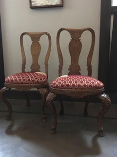 Italy Mid-18th Century Set Six Wooden Dining Chairs Hand Carved