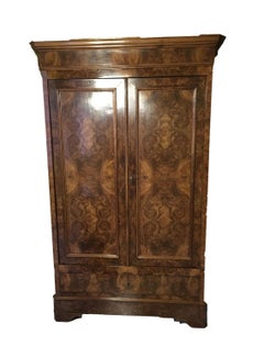 Italy Mid- 19th Century Walnut Olive Wood Neoclassical Storage Cabinets Armoires
