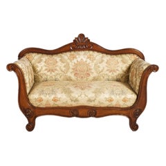 Italy Mid 20th Century Louis Philippe Sleigh Sofa in Hand-carved Walnut
