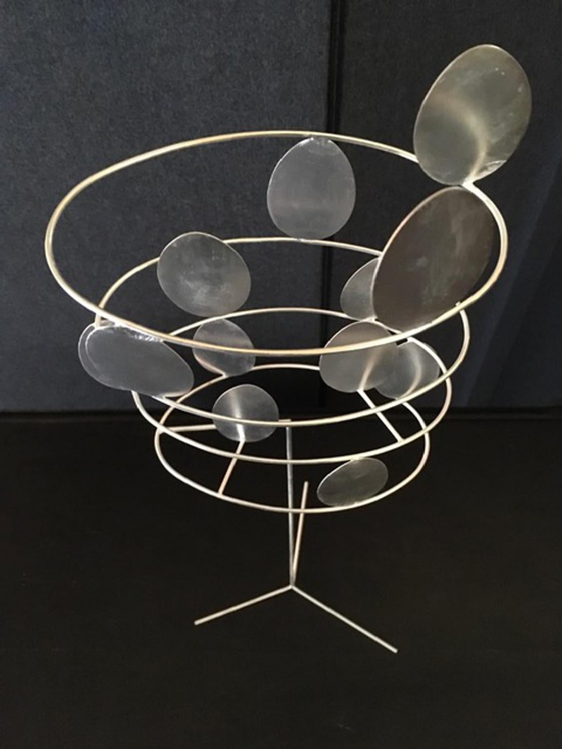Italy Midcentury Fausto Melotti Silver Abstract Sculpture For Sale 6
