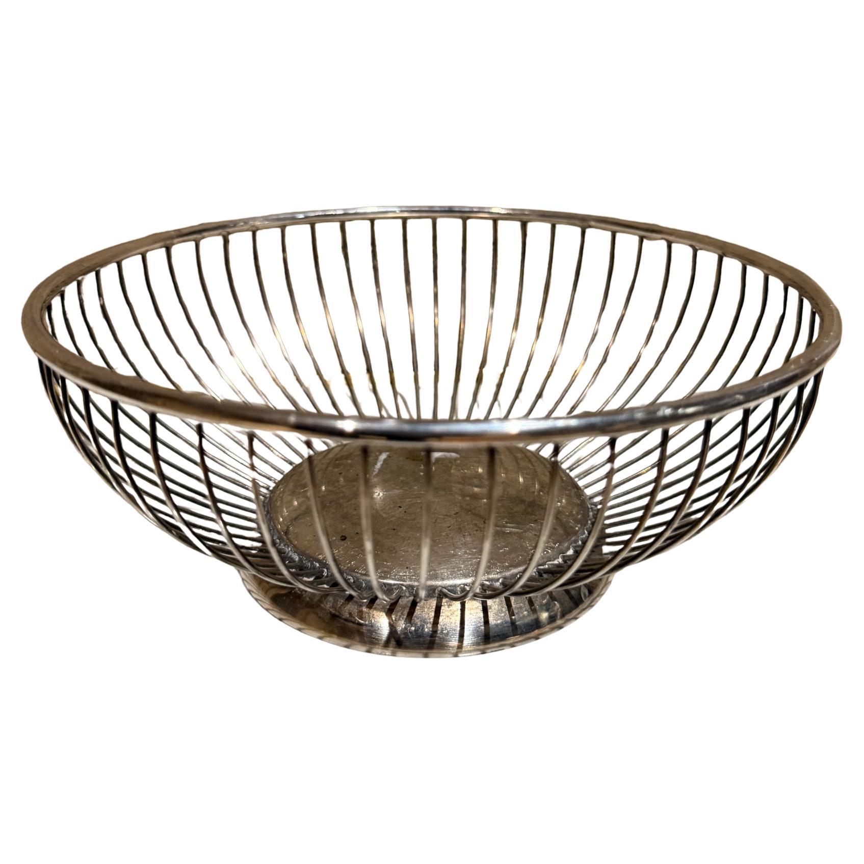 Cestino in nichel e argento, Italia Mid Century Modern, epoca Alessi