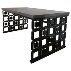 Italy Mid-Century Modern Style Grey and Black Wooden Lacquered Desk